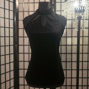 Cleo Luxuriously Refined Black Velvet Keyhole Top